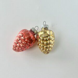 Vintage shiny brite acorn fruit nut glass ornament bundle gold red orange